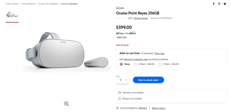 В Walmart появилась страница Oculus Point Reyes. Это может быть Quest 2