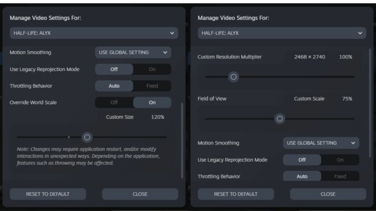 В SteamVR появились настройки поля зрения и масштаба мира