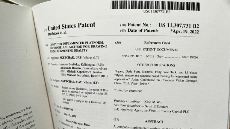 Sketchar получила патент на технологию, которая учит рисовать в дополненной реальности