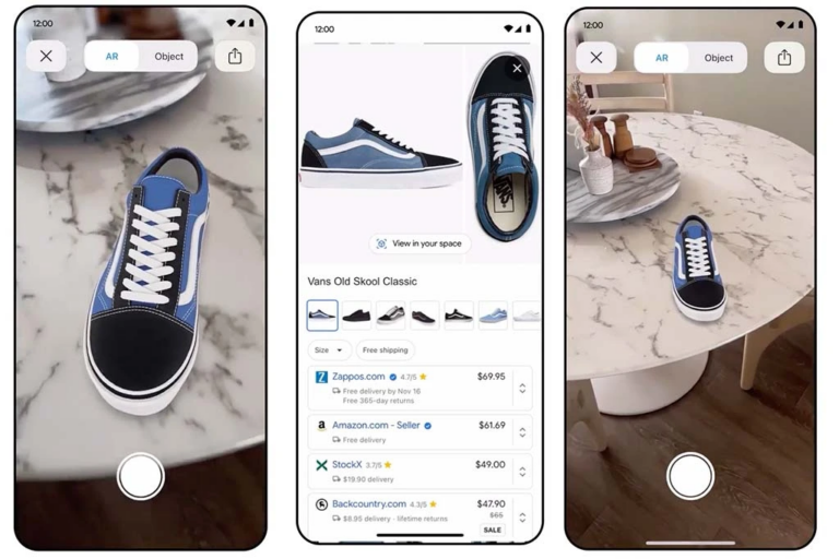 Просмотр 3D-моделей кроссовок в дополненной реальности появился в поиске Google