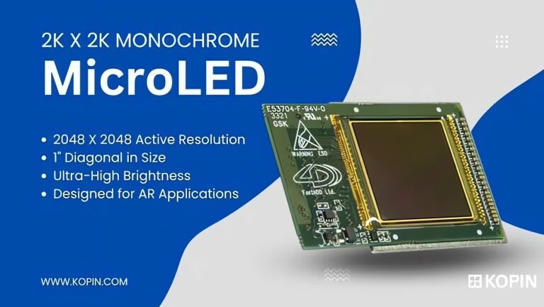 Kopin сделала дюймовый microLED-дисплей с разрешением 2048×2048 и яркостью 2,8 млн нит