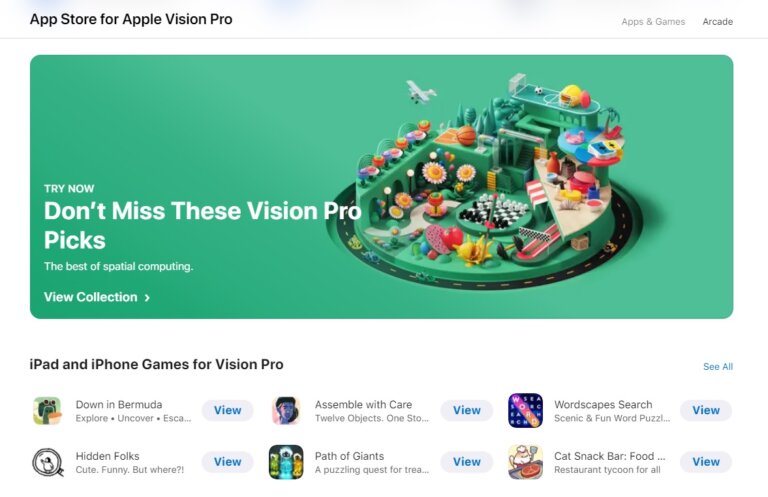 Apple запустила веб-версию магазина приложений Vision Pro