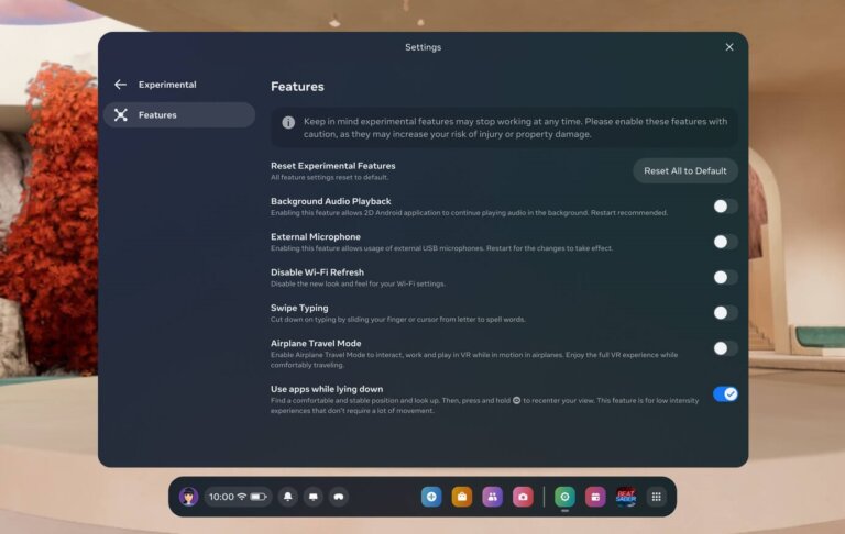 Meta* тестирует в Quest режимы для кровати, самолётов и подключение внешних микрофонов