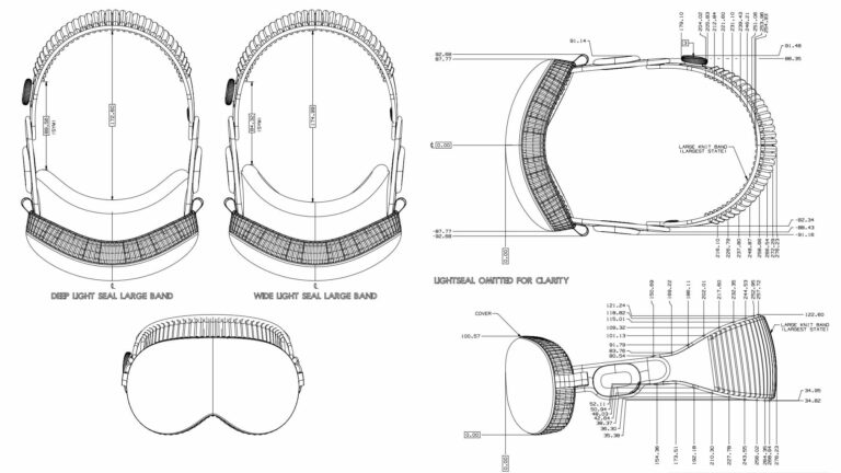 Apple опубликовала точные размеры Vision Pro, их деталей и аксессуаров