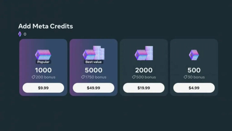 В Horizon Worlds эмитировали метакредиты