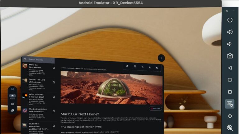 Эмулятор Android XR для разработчиков вышел со сквозным режимом и функциями для плоских приложений