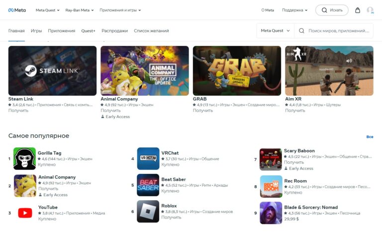 Meta* профинансировала приложения для Quest на $2 млрд