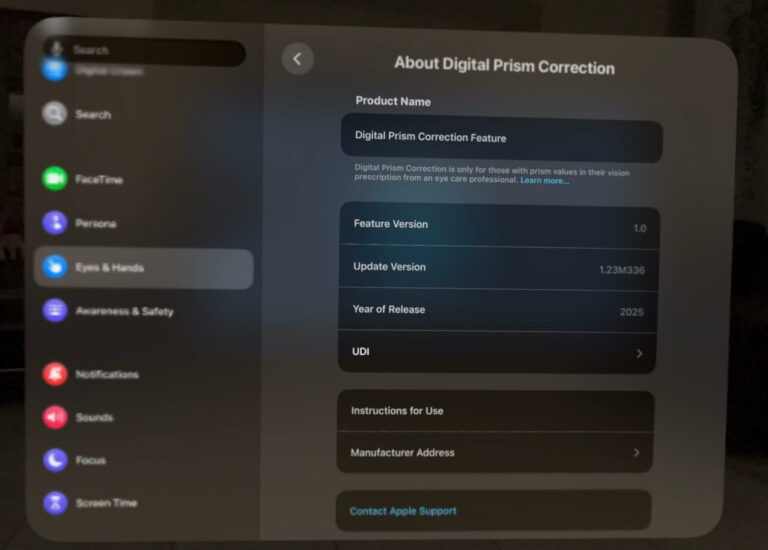 Vision Pro смогут программно корректировать косоглазие