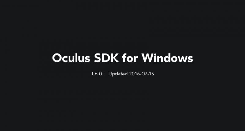 Oculus SDK for Windows 1.6.0
